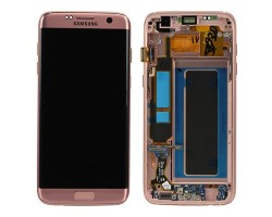 Előlap Samsung Galaxy S7 EDGE (SM-G935) keret + LCD kijelző (érintőkijelző) GH97-18533E Pink Gold